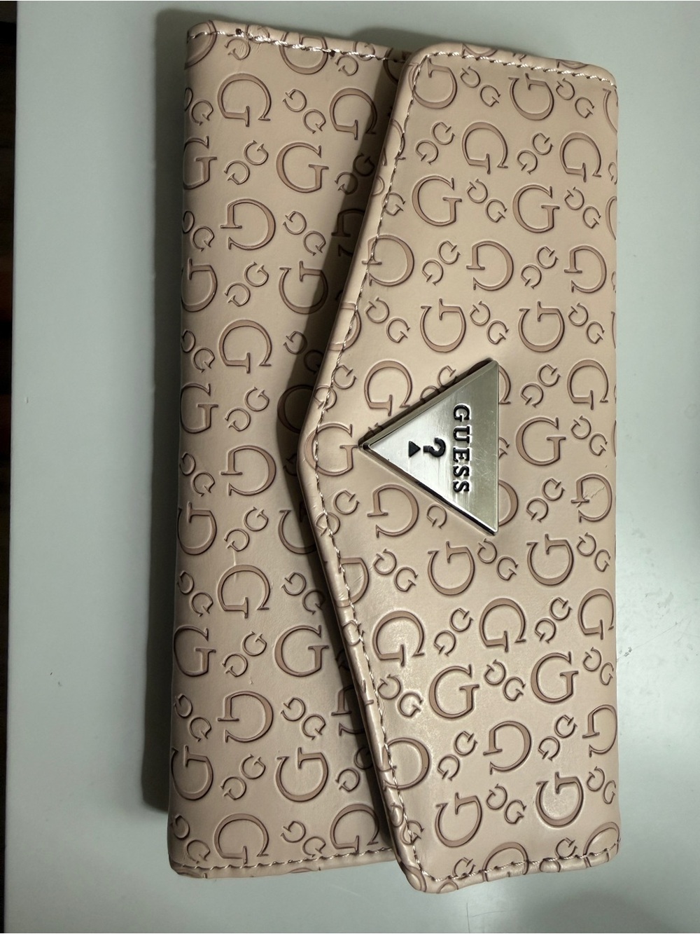 Guess Lathan Monogram Envelope Flap Wallet - Blush Pink/Beige NWOT